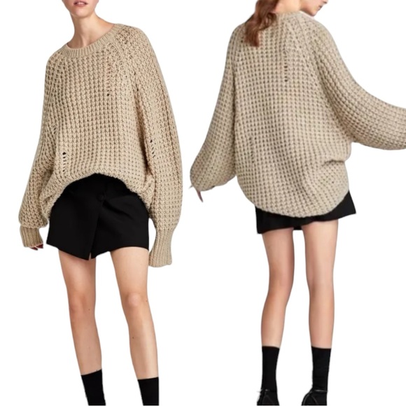 Zara Sweaters Zara Knit Handmade Oatmeal Chunky Knit Wool Alpaca